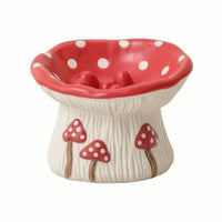 Cute Fungus Pet Bowl Adorable Ceramic Pet Bowl Glossy Feeding Dish Easy to Clean for Cats, Indoor