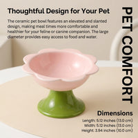 Ceramic Raised Cat Dish, Slanted Pet Food Bowl, Elevated Dog Water Feeder, Neck Protection, Anti-Black Chin, Easy Clean