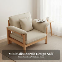 3-Seater Wooden Frame Settee Nordic design Sofa Minimalist Design Living Room Furnishing for Families, Homeowners, Lounge Area, Den, Apartment
