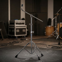 Drum Cymbals Stand Holder with Counterweight Chrome Cymbals Stand Holder with Extending Arm Adjustable for Percussionists, Stage, Production Studios, Rehearsal Rooms