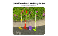 4 Pieces 4 Piece Kids Shovel and Rake Set Detachable Design Children's Shovel and Rake Set Metal Tool Head Garden Tools Easy