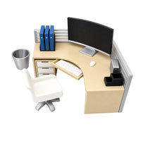 Miniature Office Desk Modern Miniature Desk with Chair Dollhouse Office Furniture Realistic Mini Books Ready to Display