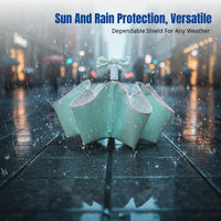 Automatic Folding Umbrella, Sun and Rain Protection, Lightweight, Colorful Coating, Stainless Steel Shaft, For Women