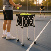 Tennis Ball Picker Wagon Wheeled Foldable Tennis Ball Wagon Sports Gear Wheels Rust-Resistant for Coaches