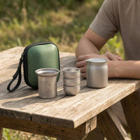 Portable Tea Set Zippered Storage Bag Stainless Steel Tea Set Strainer Screen Tableware for Outdoor