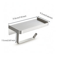 Stainless Steel Bathroom Tissue Holder with Shelf Multi-Functional Paper Towel Holder with Shelf Easy to Clean Wall Organizer with Tray Scratch-Resistant for Bathroom, Kitchen