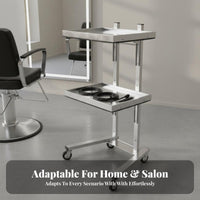 2-Tier Foldable Rolling Wagon Multi-Functional Foldable Wheeled Shelf Sturdy Construction Storage Trolley for Barbers, Hairstylists, Spa, Home