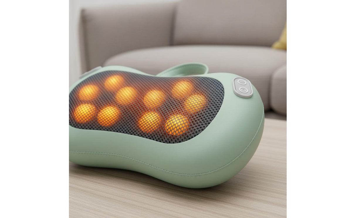 Multi-Functional Shiatsu Massage Pillow Heating Function Shiatsu Neck Massager Ergonomic Design Rechargeable Kneading Pillow Adjustable Intensity for Home