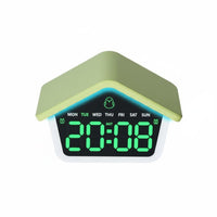 Multifunction House Shaped Alarm Timepiece Night Light Home Decor Cute Design for Office