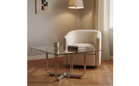 Modernist Design Low Table Construction Glass Surface Table Polished Finish for Reception Area