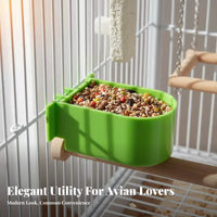 Thickened Semi-Circular Seed Trough Easy to Install Semicircle Hanging holder Large Capacity avian companion Feeder Transparent Design for Parrot Owners, Aviary, Home