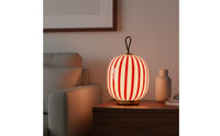Red Striped Table Lamp Sculptural Design Lantern Style Night Home Illumination Lighting