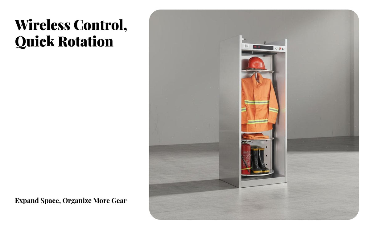 Firefighter Gear Rack Stainless Steel Rotating Turnout Gear Stand Quick Change Design Fire Station Equipment Locker for Emergency Responders