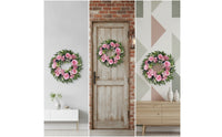 Rose and Peony Wreath Spring Wreath with Pink Roses Summer Lush for Entryway, Wall Decor