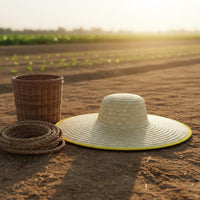 Breathable Wide Brim Straw Hat Lightweight Woven Sun Hat Adjustable Chin Strap Headwear for Farmers, Gardeners, Farming, Outdoor Work