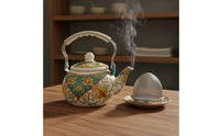 Mongolian Design Enamel Teapot Decorative Vintage Design Water Kettle Vintage Enamelware Pot Resistant Kitchenware