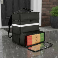 Portable Insulated Pizza Delivery Bag Waterproof Large Capacity Thermal Food Carrier Reflective Strips for Caterers, Picnics