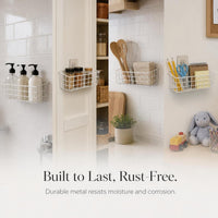 No-Drill Stainless Steel Wall-Mounted Storage Basket for Bathroom & Vanity