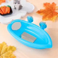 Bird Bath House for Parrots, Blue Bird Bath with Feeding Bowl, Multifunctional Water Bowl for Cage Mounting