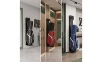 Wall Mounted Golf Bag Storage Rack Height Adjustable Wall Mount Golf Bag Holder Space-Saving Metal for Golfers, Garage, Mudroom