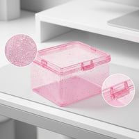 Clear Card Storage Box with Lid, Small Card & Coin Organizer, Multi-functional Desktop Sundries Storage Container
