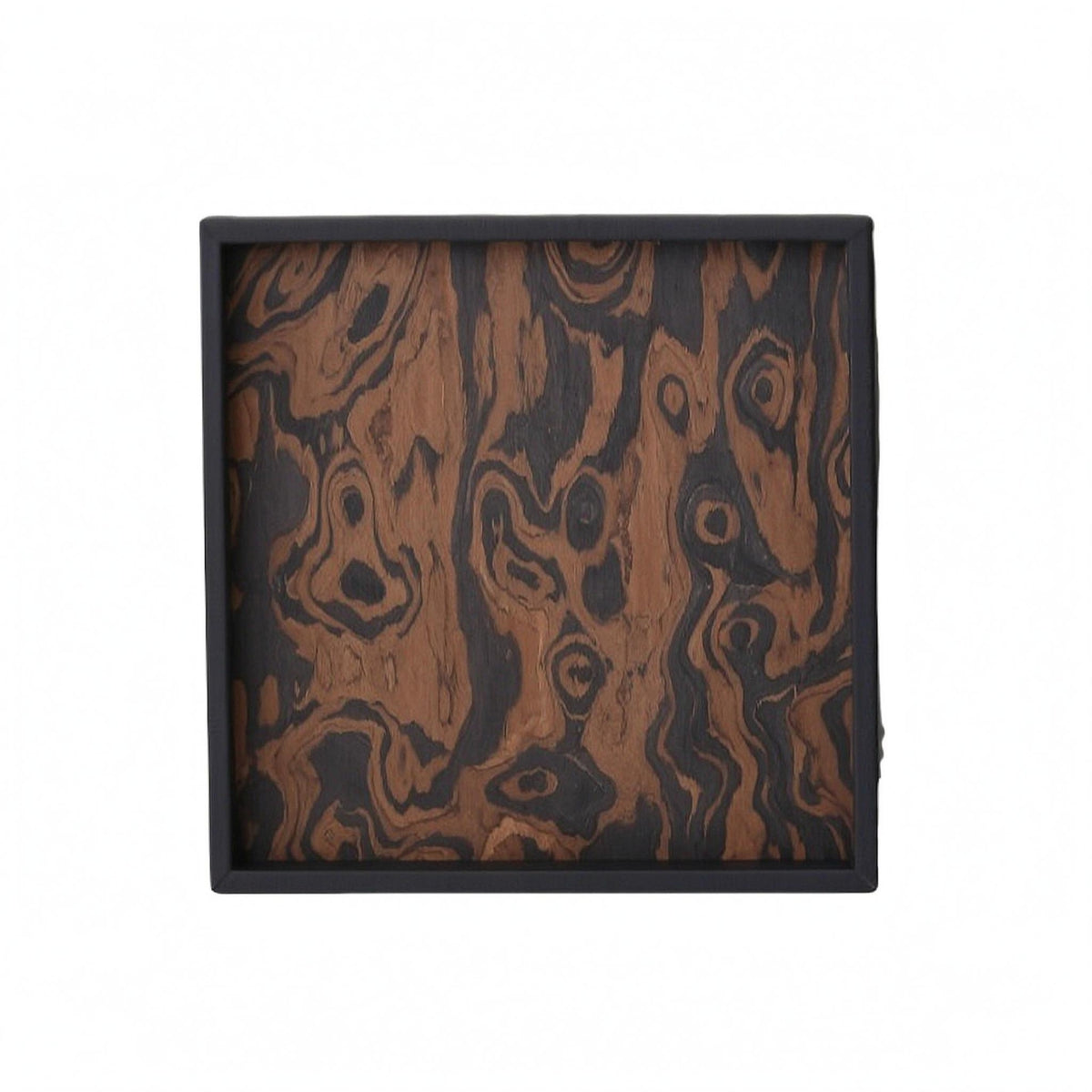Leather-Edged Wood Tray Modern Rectangular Wooden Tray Decorative Serving Platter