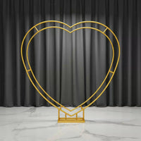 Heart Shaped Wedding Arch Double-Layer Heart Silhouette Metal Structure Arch Gilded Celebration Decor for Weddings, Events