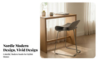 Nordic Design Red Shell Bar Stool Light Luxury design & aesthetic Counter Chair bright Color Seating Furniture Built-in Footrest for residents, Business Owners, Adults, Kitchen, Cafe, Restaurant, Dining Room