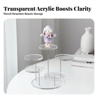 Clear Unseen Box Display Transparent Design Acrylic Display Stand Multi-Tier Collectible Shelf Space Saving for Showcase