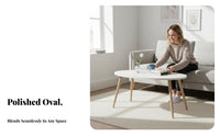Nordic Design Oval End Table Minimalist Design Oval Accent Table Space-Saving Household Furniture Multi-Room Use for Apartment Dwellers, Homeowners, Students, Bedroom, Small Areas, Office, Entryway