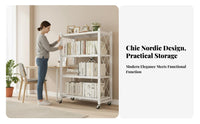 Installationno-installation Foldable Wheeled Shelving Unit No Assembly Required Foldable Metal Rack on casters Multi-Purpose Household Storage Space Saving for Apartment Dwellers, Office Workers, Living Room, Bedroom, Balcony, Kitchen
