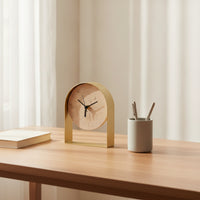 Clock with Stone Face Compact Arched Mantel Clock Minimalist Freestanding for Shelf