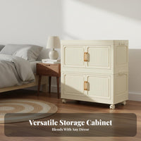 Foldable Stackable Bins Foldable Design Foldable Wheeled Chest Easy Assembly Storage Cabinet for Renters, Residents, Dorm Room, Closet, Playroom