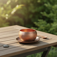 Copper Cup with Saucer Elegant Copper Tea Cup Low Profile Drinkware for Hosts, Desk