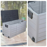 Outdoor Storage Box with Seat Easy Assembly Outdoor Storage Bin with Lid Weather-Resistant Patio Storage Box with Lid for Homeowners, Gardeners, Patio