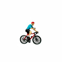 1:64 Scale Cyclist Figure Collectible Miniature Bike Cyclist Model Tiny Cyclist Figurine High Accuracy Miniature Red Bike