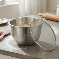 Flared Edge Kitchen Bowl Set Wide Rim Stainless Steel Bowl Silver Finish Shallow Plate Slim Design for Washing, Draining