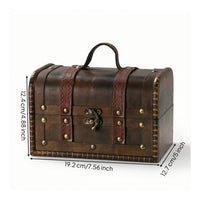Wooden Chest with Handle Vintage Decorative Storage Box with Handle Small Wooden Storage Box Distressed Rustic