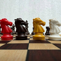 Sculpted Knight Heads Four-Player Chess Set Glossy 4 Player Chess Set Rounded Corners Strategy Game