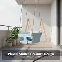 Indoor & Outdoor Use Infant Canvas Pouch Swing Safety Belt Included High Back Pouch Seat Safeguarding Cushion children's Play Equipment Pinchwithout Design for Toddlers, Infants, Indoors, Outdoors, Backyard, Playground