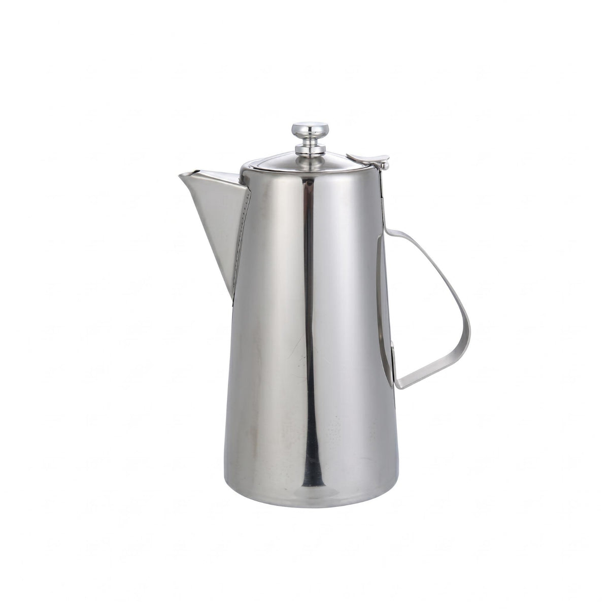 Polished Stainless Steel Pitcher Fitted Lid Beverage Pitcher Side Handle Metal Water Jug Cylindrical