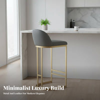 With Backrest Upholstered High-Back Stool Golden Frame Upholstered Counter Stool Luxury Design Home Furnishing Minimalist Design for Homeowners, Interior Designers, Business Owners, Kitchen Island, Cafe, Restaurant, Dining Room