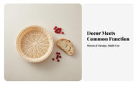 Round Woven Basket Imitation Rattan Fruit Basket Easy to Clean Woven Food Storage Bin for Pantry