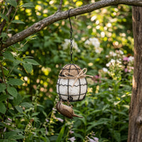 4 Pieces Drum-Shaped Hanging Nesting Ball with Hook Outdoor Nesting Ball with Hook Natural Rustic for Wild Birds, Garden, Yard, Balcony, Patio