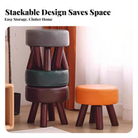 Multi-Functional Round Wooden Stool Comfortable Seating Round Four-Legged Stool sturdy Footrest Minimalist Design for Adults, household members, Seniors, Living Room, Entryway, Bedroom, Study