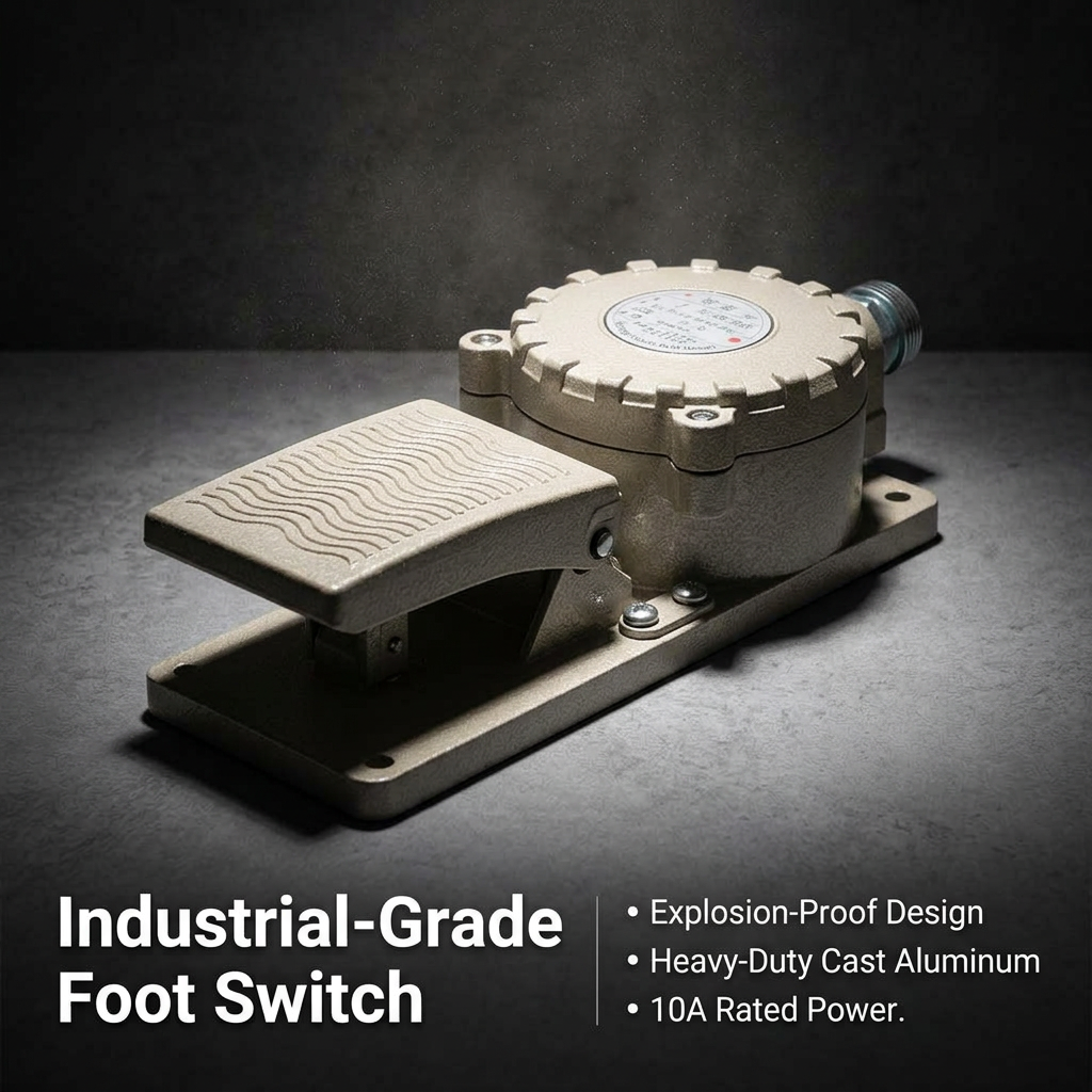 Heavy Duty Aluminum Foot Pedal Switch, Industrial Foot Controller, Cast Aluminum Alloy, M20*1.5 Connector, for Automated Production Lines