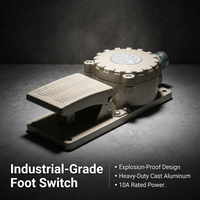Heavy Duty Aluminum Foot Pedal Switch, Industrial Foot Controller, Cast Aluminum Alloy, M20*1.5 Connector, for Automated Production Lines