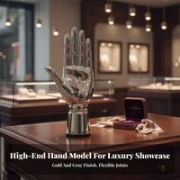 High Gloss Surface Electroplated Hand Model Elegant Decoration Jewelry Display Hand Stable Base Bracelet Holder Stand Stylish Design for Retailers, Crafting Professionals, Collectors, Trade Exhibition Booth, Trade Exhibition S, Countertop, Dressing Table