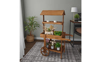Wooden Flower Wagon Decorative Wheels Flower Wagon Stand Freestanding