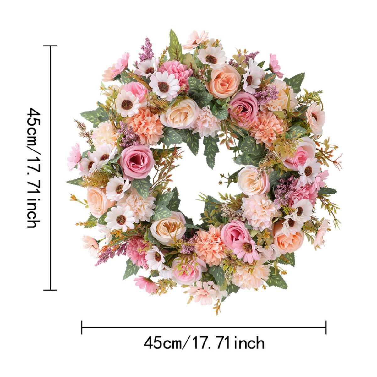 Artificial Flower Wreath Lifelike Silk Flower Wreath Decorative Indoor for Entryway, Entryway